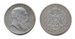 Baden 1907 (G), 2 Mark - Friedrich - auf den Tod des Großherzogs, ...