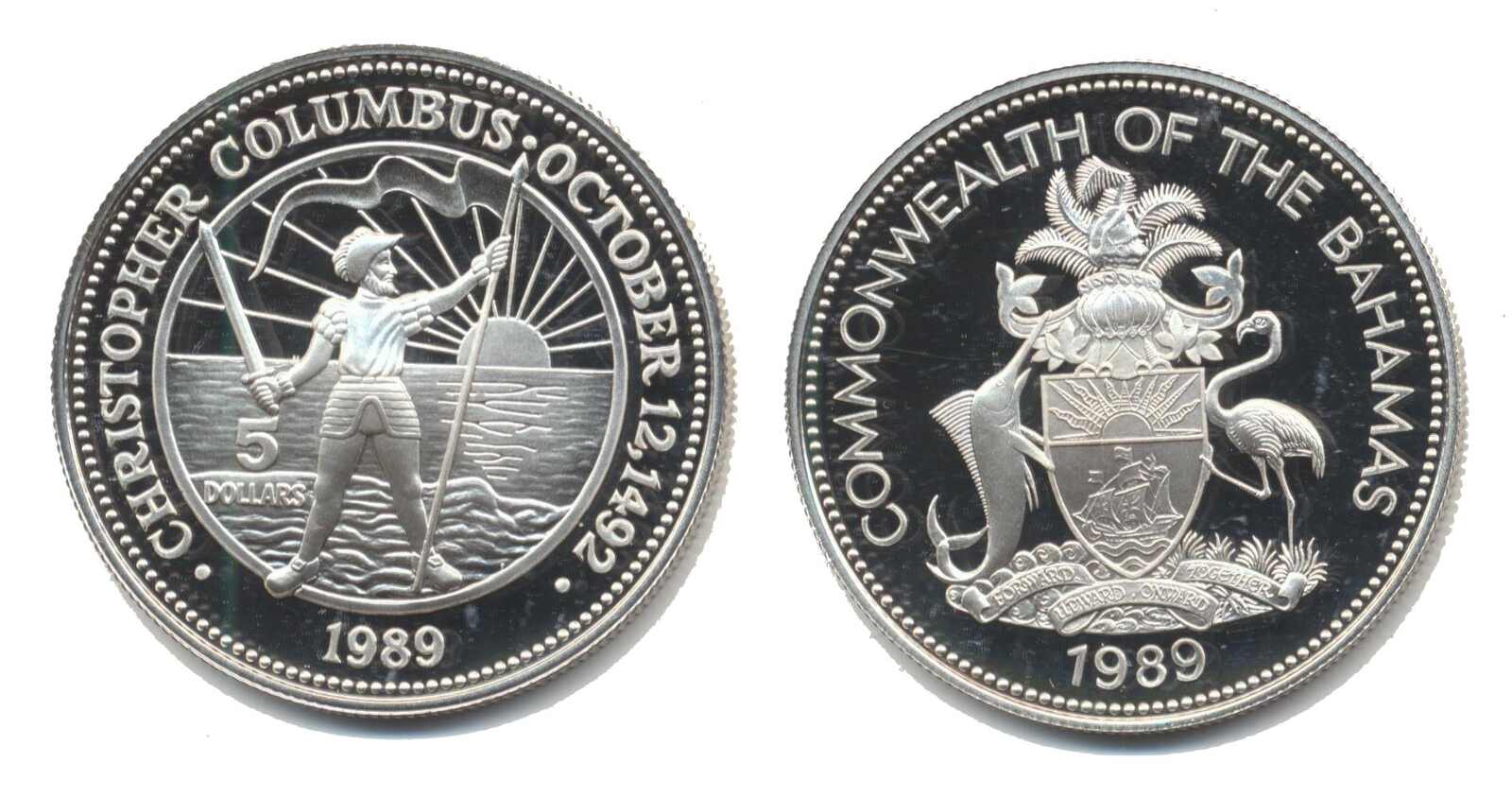 Bahamas 1989, 5 Dollars - 500. Jahrestag der Entdeckung Amerikas, ...