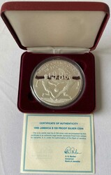 Jamaika 1986, 100 Dollars - Fußball-WM 1990 in Italien, 925er-Silber ...