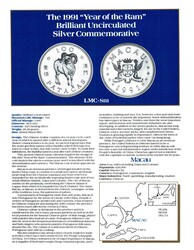 Macau 1990, 100 Patacas - Mongolisches Pony, 925er-Silber, Gewicht 28 ...