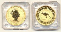 Australien 1990, 25 Dollars - Goldbarrenmünze 'Nugget' - Känguruh, ...