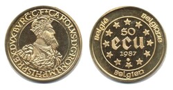 Belgien 1987, 50 ECU - Kaiser Karl V., 900er-Gold, Gewicht 17,27 ...