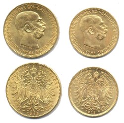 Österreich 1912, 1915, 10 Kronen und 20 Kronen - Franz Josef I., ...