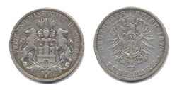 Hamburg 1876 J, 5 Mark - Stadtwappen, Kratzer und Randfehler bei ...
