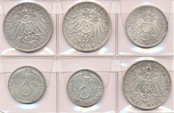 Kaiserreich/Deutsches Reich 1909-1939, kl. Lot von 6 Münzen, alle ...