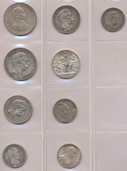 Preußen 1876 - 1913, kl. Lot von 9 Münzen in zeitgemäßen ...