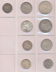 Preußen 1876 - 1913, kl. Lot von 9 Münzen in zeitgemäßen ...