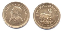 Südafrika 2019, 1/10 Ounce Fine Gold - Krugerrand, 916 2/3er-Gold, ...