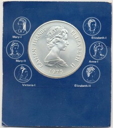Kaiman-Inseln 1975, 50 Dollars - Britische Königinnen, 925er-Silber, ...