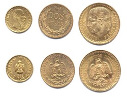 Mexiko 1945, Dos Pesos - Staatswappen, und 2 1/2 Pesos - Cuarto de ...