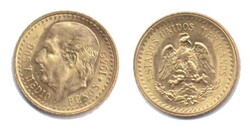 Mexiko 1945, 2 1/2 Pesos - Cuarto de Hidalgo, 900er-Gold, Gewicht 2 ...