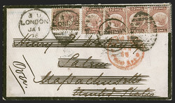 3c Green (158). Rich color, used as forwarding postage on mourning ...