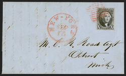 10c Black (2). Large margins all around, bright shade and crisp ...