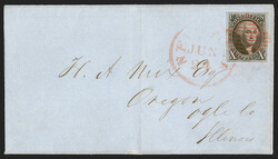 10c Black (2). Full to ample margins all around, tied by red grid ...