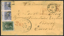 3c Ultramarine (114). Horizontal pair, centered to bottom, used with ...