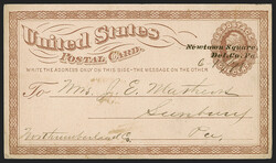 Newtown Square, Del. Co. Pa. Neat two-line marking cancels 1c Brown ...