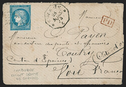 French Colonies, Used in Cambodia, Phnom Penh, 1872, 25c Blue on ...