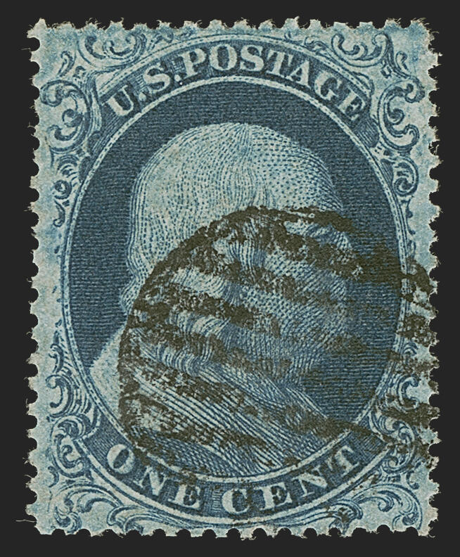 1c Blue, Ty. I (18). Plate 12, C Relief, extraordinary margins and ...