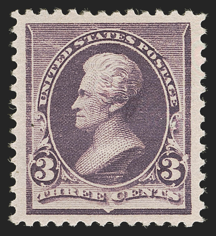 3c Purple (221). Mint N.H., deep rich color on bright paper, wide and ...
