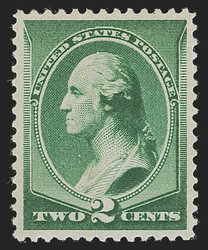 2c Green (213). Mint N.H., rich color on bright paper, wide and ...
