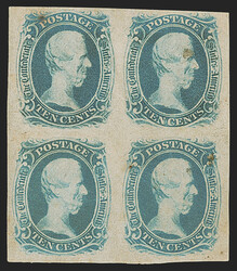 10c Blue, "TEN" (9). Block of four, original gum, h.r. along left ...