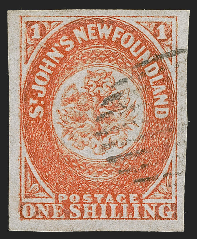 Newfoundland, 1860, 1sh Orange (15; SG 15). Large to huge margins all ...