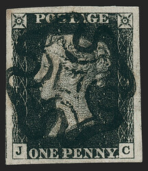 Great Britain, 1840, 1p Black (1; SG 2). Plate 6, lettered J-C, large ...