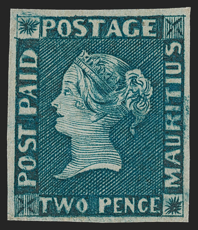 Mauritius, 1848, 2p Blue on Yellowish White Paper, Early Impression ...
