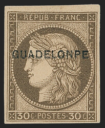 Guadeloupe, 1891, 30c Brown on Bister, "GUADELONPE" error (12e; Yvert ...