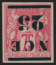 New Caledonia, 1882, 25c on 75c Rose Carmine on Rose, Inverted ...