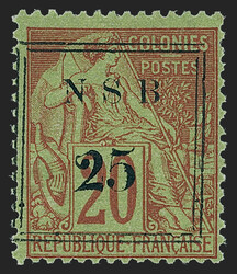 Nossi-Be, 1890, 25c on 20c Red on Green (12; Yvert 16). Original gum, ...