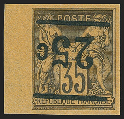 Tahiti, 1882, 25c on 35c Dark Violet on Orange, Inverted Surcharge ...