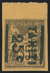 Tahiti, 1882, 25c on 35c Dark Violet on Orange, Type "b" Surcharge ...