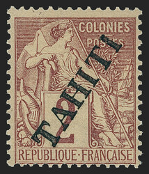 Tahiti, 1893, 2c Brown on Buff (6; Yvert 8). Original gum, lightly ...