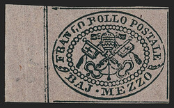 Italian States, Roman States, 1852, ½b Black on Pink Lilac (Reddish ...