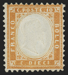 Italy, 1862, 10c Bister (17; Sassone 1). Mint N.H., fresh color, ...