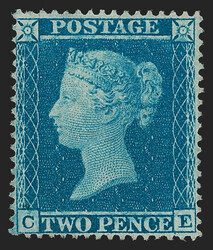 Great Britain, 1855, 2p Blue, Perf 16 (15; SG 27). Plate 5, lettered ...