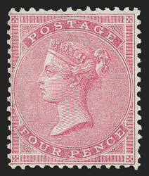 Great Britain, 1857, 4p Rose Carmine, Watermark Large Garter (26; SG ...