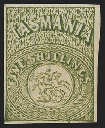 Tasmania, 1880, 5sh Green, Postal Fiscal (AR3; SG F5). Unused (no ...