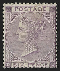 Great Britain, 1862, 6p Lilac (39; SG 84). Lettered D-L, original gum ...