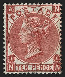Great Britain, 1867, 10p Red Brown (53; SG 112). Plate 1, lettered ...