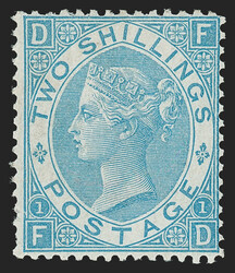 Great Britain, 1867, 2sh Plate Blue (55a; SG 120). Mint N.H., Plate 1 ...