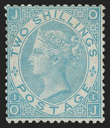 Great Britain, 1867, 2sh Milky Blue (55d; SG 120b). Plate 1, lettered ...