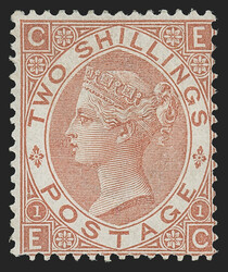 Great Britain, 1880, 2sh Pale Brown (56; SG 121). Plate 1, lettered ...