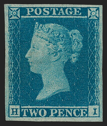 Great Britain, 1841, 2p Blue (4; SG 14). Plate 4, lettered H-I, ...