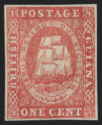 British Guiana, 1853, 1c Vermilion, Without Line Above Value (8; SG ...