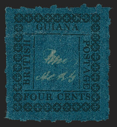 British Guiana, 1862, 4c Black on Blue, "1" for "I" in "British" (42 ...