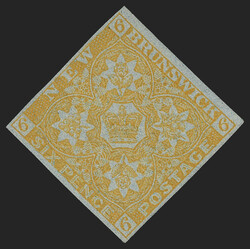 New Brunswick, 1851, 6p Olive Yellow (2; SG 4). Unused (no gum), huge ...