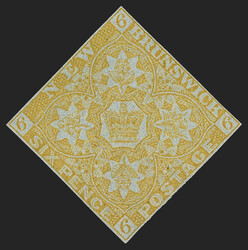 New Brunswick, 1851, 6p Olive Yellow (2; SG 4). Unused (no gum), ...