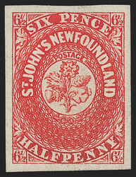 Newfoundland, 1857, 6½p Scarlet Vermilion (7; SG 7). Large part ...